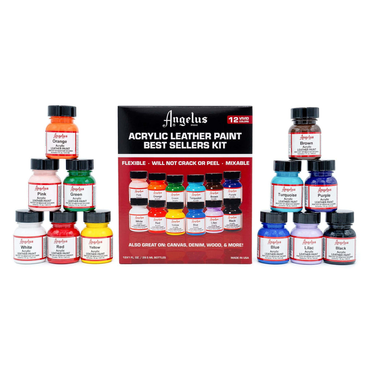 Tinta acrílica Angelus para couro - Kit Best Seller