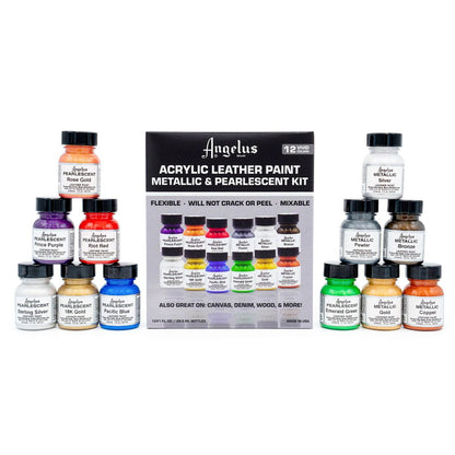 Kit de tinta perolada e metálica - 12 cores