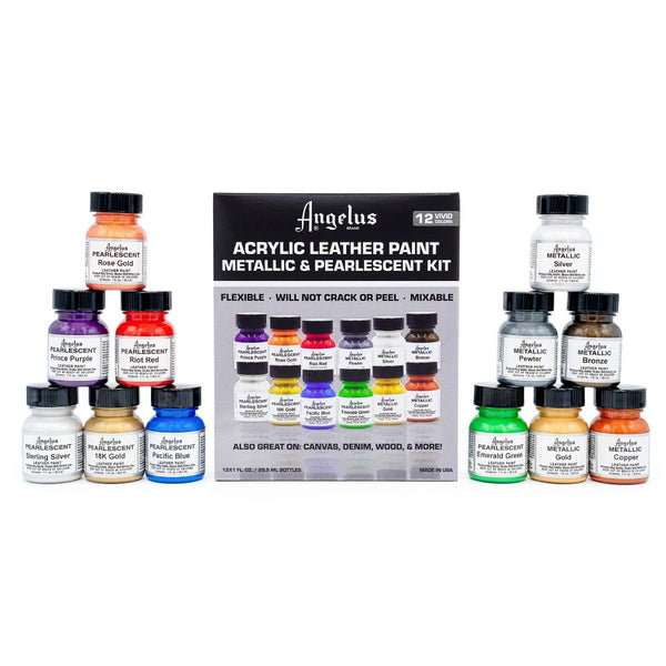 Kit de tinta perolada e metálica - 12 cores